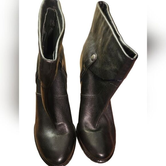 Franco Sarto Boots Leather Black Ankle Cuff Sexy Indie MOTO Whimsigoth Heel‎ 10 - Picture 6 of 15